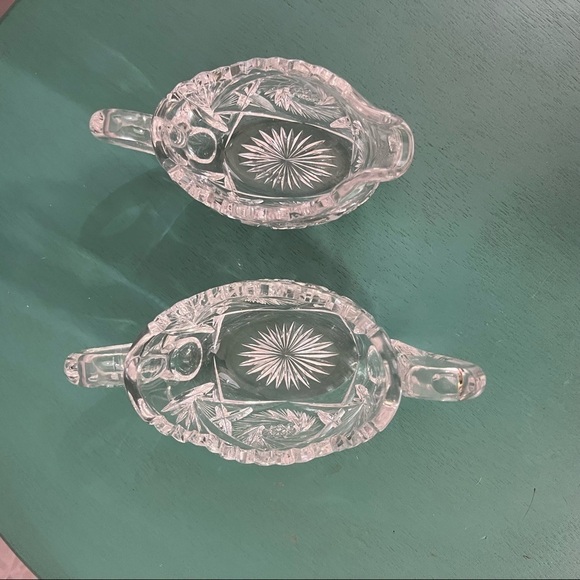 Vintage HandCut Lead Crystal Cream & Sugar
Set Brilliant Starburst & Fan Pattern - Picture 4 of 9
